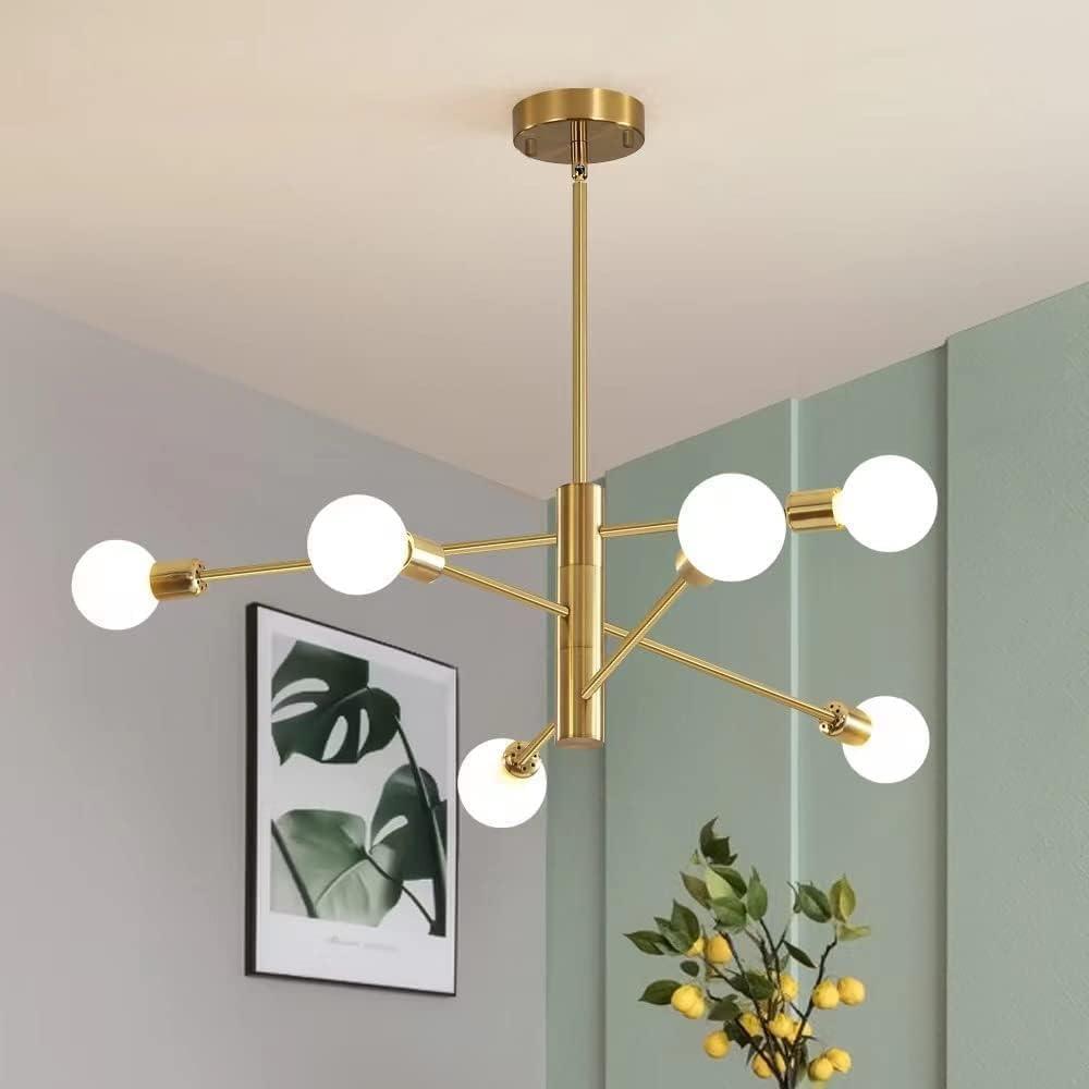 Sputnik Chandelier Modern Industrial E26 Gold Chandeliers Mid Century Ceiling Lighting Fixture for Living Room, Kitchen, Bedroom, Dining Room, and Farmhouse Sputnik Chandelier Modern Industrial E26 Gold Chandeliers Mid Century Ceiling Lighting Fixture for Living Room, Kitchen, Bedroom, Dining Room, and Farmhouse