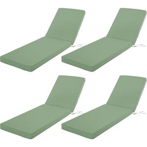 Chaise Lounge Cushion Outdoor, Waterproof and Stain-Resistant Lounge Deck Reclining Chair Cushions for Patio Furniture Lawn Pool Resort Hotel, 72x21x3 Inch, Set of 4, Sage Green