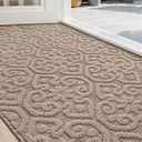 DEXI Front Door Entryway Mat Non Slip, 2x3 ft Washable Inside Entrance for House Floor Low Profile, Thin Entry Doormat Absorbent Dirt Trapper, Beige (24" x 36" (Rectangular))