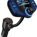 Sumind 2026 Upgraded Wireless Bluetooth Car Adapter FM Transmitter, 1.7'' LCD Display, Flexible Gooseneck, 20W QC3.0&Dual USB Ports, AUX Input/Output for Hands-Free Call, Micro/TF Card(Blue,PD)