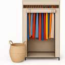 HOLDN STORAGE Portable Wardrobe Closet - 50 lb Capacity, Internal Heavy Duty Metal Rod, Zipper & Clear Window, Durable Clothes Organizer, Tool-Free Easy Assembly, Beige Canvas Cover, Medium