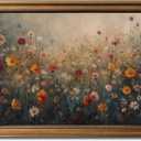 Gold Framed Wall Art Vintage Flower Canvas Wall Art Nature Landscape Flower Wildflower Artwork Prints Picture for Living Room Bedroom Farmhouse Bathroom Office Decor, 16x24 (05-Moody wildflowers)