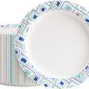 Lamosi 10 Inch Disposable Paper Plates 140 Pack, Printed Large Paper Plates Soak and Cut Proof for Picnic, Party and Daily Use