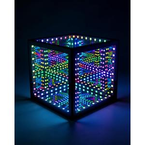 Nobiggie Infinity Mirror Cube Ambient Lighting, 3D Deep Space RGB LED Mood Light with Music Rhythm Sync, Futuristic Hypercube Decor for Home, Bedroom & Living Room (Space Black, Plus - 6 Inch)