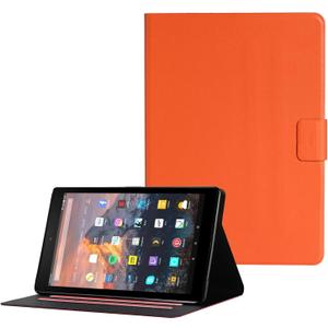DTangLsm Compatible for Older Amazon Fire HD 10 Tablet Case (9th/7th/5th Generation, 2019/2017/2015 Release) Premium Leather Kindle Fire 10 Case Folding Smart Cover Stand with Auto Wake/Sleep, Orange (00-orange)