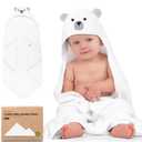 KeaBabies Hooded Baby Towel for Newborn - Viscose Derived from Bamboo Large Baby Bath Towels with Hood for Boys, Girls, Toddler, Extra Absorbent & Soft Newborn Bath Essentials (Polar) (Regular 35x35)