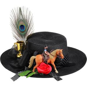 Newcotte Derby Hats for Women Vintage Feather Horse Rose Derby Hats Fascinator Bridal Wedding Tea Party Hat