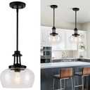 Modern Pendant Lights Kitchen Island, Matte Black Pendant Light Fixtures with 10" Clear Glass Shade, Industrial Hanging Pendant Lights Fixture for Kitchen Island, Dining Room, Bedroom, Foyer, Entryway