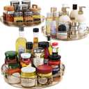LAMU 3 Pack Lazy Susan Organizer Turntable for Cabinet, Condiment Organizer for Kitchen Pantry Organizers and Storage, Table Top, Fridge, Countertop, Spice Organization, 12'' 10.6'' 9.25'', Amber