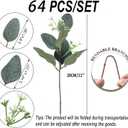 64 PCS Artificial Greenery Stems,Silver Dollar Eucalyptus Stems with 384 Eucalyptus Leaves White Seed Branches for Flower Arrangements,Wedding Bouquets