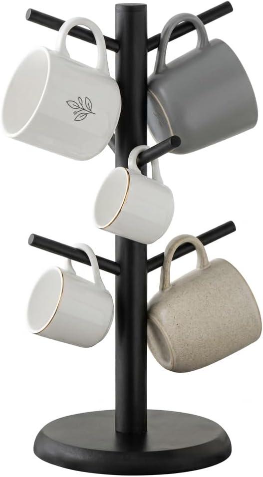 Mug Holder Tree,Coffee Cup Holder with 6 Hooks for Counter,Coffee Bar Accessories(Black)