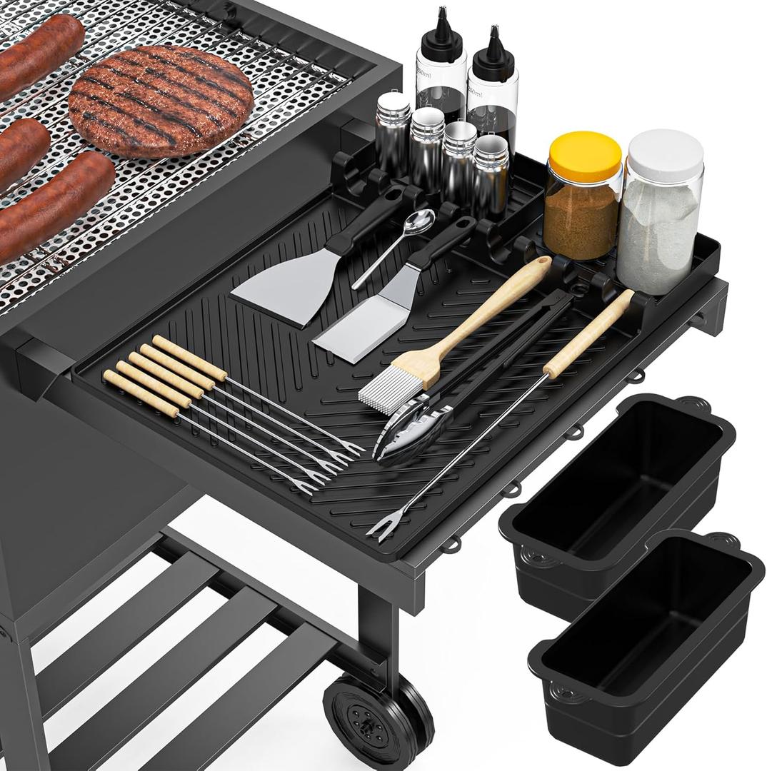 Griddle Accessories for Blackstone  Silicone Griddle Mat & Grease Cup Liners (2 Pack)  Fits 36 28 22 17 Blackstone Griddles  BBQ Grilling Kits Set Gifts for Men (Black)