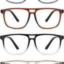 IVNUOYI 4 Pack Reading Glasses for Women Men,Blue Light Blocking Readers,Vintage Frame Eyeglasses with Spring Hinges