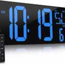 Large Digital Wall Clock with Remote Control 17.2" LED Large Display Timer with Temperature Date Week Auto DST Adjustable Brightness, Big Wall Alarm Clock for Living Room Office Garage Gym Seniors