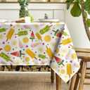 Horaldaily Summer Tablecloth 60120 Inch Rectangular, Tropical Popsicle Ice Cream Orange Sunshine Bamboo Washable Seasonal Table Cover for Party Picnic Dinner Decor