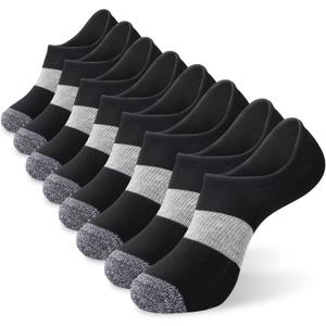 MONFOOT Men's/Women's 10 Pairs Invisible No Show Non slip Socks, Multipack (5) Black Pattern (8 Pairs)
