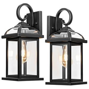 Roravilila Black Exterior Light Fixtures 1 Pack, Anti-Rust Aluminum Outdoor Wall Lights for House Porch Lights IP65 Waterproof Clear Glass Outdoor Sconces Wall Mount Wall Lanterns, Matte Black