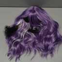 LANCAINI Short Bob Wigs with Bangs for Women Loose Wavy Wig Curly Wavy Shoulder Length Bob Synthetic Cosplay Wig for Girl Colorful Costume Wigs (Violet)