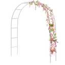 RUBFAC 94" Metal Wedding Arch Frame, White Garden Trellis for Climbing Plants Outdoor, Garden Arbors and Arches Party Archway for Flower Rose Vines Birthday Bridal Christmas Decoration