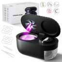 Ultrasonic Retainer Cleaner with Cleaning, Pumping, and Air-Drying Functions, 45kHz Retainer Cleaner Machine, 200ml Denture Cleaner for Dentures, Mouth Guards, Braces, Toothbrush Heads, Jewelry (Black)