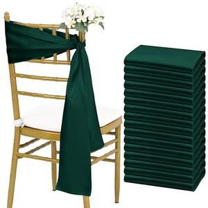 100 PCS Forest Green Satin Chair Sashes Bows Universal Chair Cover for Wedding Reception Restaurant Event Decoration Banquet,Party,Hotel Event Decorations (7 x 78 inch)