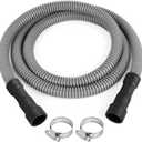 6FT Dishwasher Drain Hose, Flexible Corrugated Dishwasher Hose Replacement with 2 Clamps, Discharge Hose Universal Fit for 5/8", 3/4", 1" Dishwasher Connections