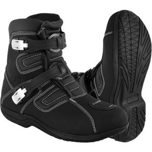 PROFIRST Mens Fashion Motorcycle/Motorbike CE Amour Boots Anti Slip Rubber Soul Crash Protection Protective Waterproof Leather Stylish short Ankle Racing Adventure Off Road Touring Sports Safety Shoes (8, Black)