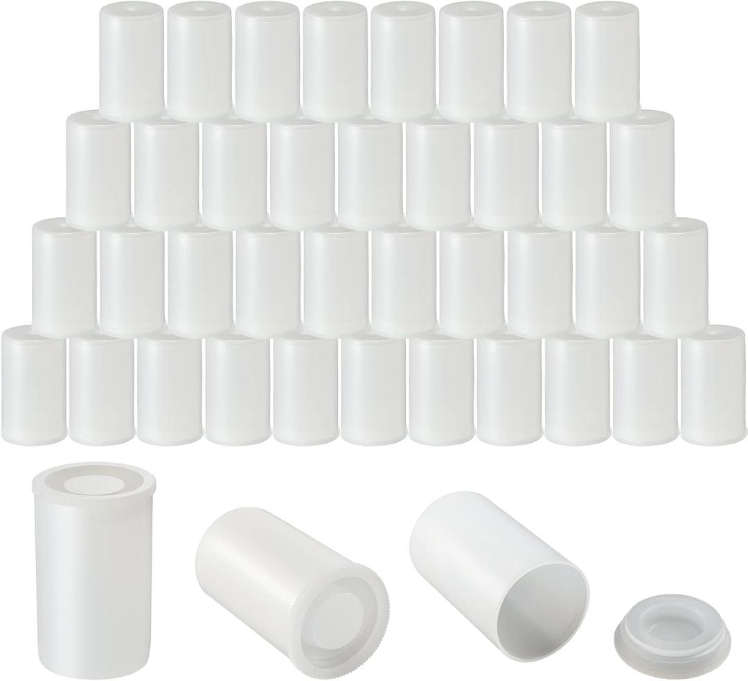 JOVITEC 100 Pieces Plastic Film Canister Holder 35 mm Empty Camera Reel Containers Storage Containers Case with Lids for Small Accessories Fish Hook Film Beads, (White)