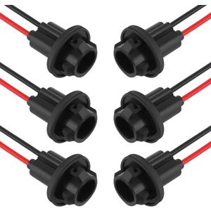 carleef 6PCS 194 Bulb Socket with Extension Wiring Harness,T10 Socket for 158 161 168 175 W5W 194 Bulb,Universal Tail Light Socket Car Accessories for Fog Lights,Taillights,Turn Signals (T10)