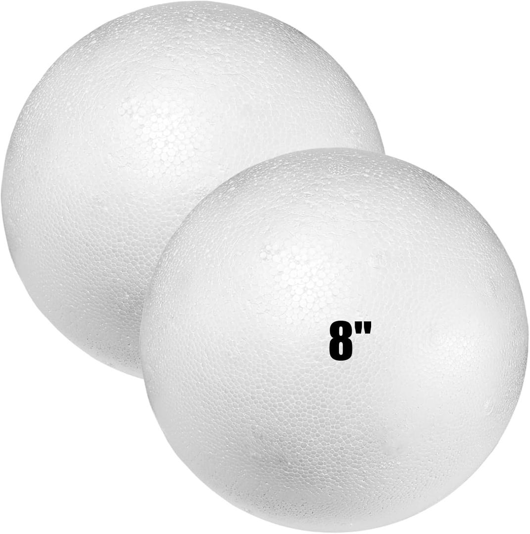 Styrofoam Balls 8 Inch,2PC Large White Foam Balls for Crafts, DIY Craft Giant Foam Ball for Home and School,Smooth Solid Round Ball(Styrofoam-8in-2pc)