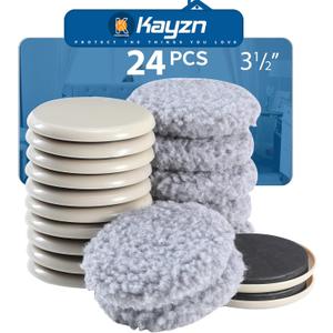 Furniture Sliders,Multi-Surface Furniture Movers Sliders for Carpet and Hardwood Floors,12 Pack 3 1/2" Moving Pads and 12 Hardwood Socks,Slide Furniture on Any Surface Easily! (Grey)