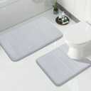 Yimobra Memory Foam Bath Mat Set 2 Piece - Super Soft Absorbent Quick Dry Bathroom Toilet Rugs, Machine Washable Non Slip Floor Carpet for Tub Shower & Single Sink (31.5x20 & 24x20, Silver)