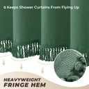 Boho Shower Curtains for Bathroom, Farmhouse Shower Curtain with Tassels, Green Shower Curtain Set, Faux Linen Fabric Shower Curtain with 12 Hooks, Hotel Quality, 72x72 Inches