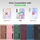for Samsung Galaxy S26-Wallet Case: with RFID Blocking Card Slots (6 Cards) | Soft PU Leather Magnetic Snap Zipper Pocket | Crossbody Wrist Strap Protective Phone Cover - Black