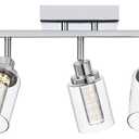 MELUCEE 4-Light LED Track Lighting Kit Chrome Rotatable Spotlight Ceiling