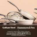 GOTHAM STEEL Hammered 14 Inch Large Nonstick Frying Pan with Lid, Cream