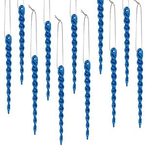 30 Pcs Christmas Plastic Icicle Twisted Plastic Icicle Ornaments Christmas Tree Hanging Decoration and Holiday Xmas Party Wedding Hanging(5.9 Inch,Blue)