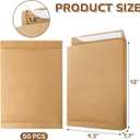 50 Pack 13.2" x 9.4" Expandable Envelope, Large Kraft Catalog Envelopes, Peel and Seal Document Organizer, Thick Manilla Folders for Home, Office, Business, Photo, Magazine, Mailing, Storage