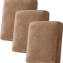 H.VERSAILTEX Velvet Stretch Couch Cushion Cover Plush Cushion Slipcover for Chair Loveseat Sofa Cushion Furniture Protector Seat Cushion Sofa Cover (3 Piece Sofa Cushion Covers, Camel)