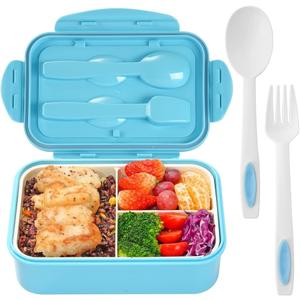 Bento Boxes for Adults - 1100 ML Bento Lunch Box Container For Kids With Spoon & Fork - Durable Perfect Size for On-the-Go Meal, BPA-Free and Food-Safe Materials(Blue)