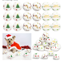 Syhood 60 Pcs Christmas Snowball Dog Toys Squeaky Christmas Snowball Fight Plush Toys for Xmas Indoor Outdoor Santa Elk for Small & Middle Pet Chew Pets Gifts(Dog Paw)