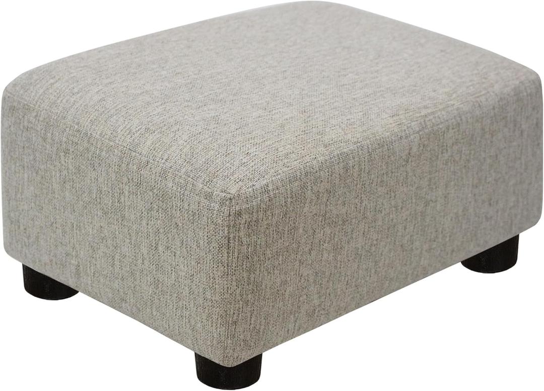 CAROLMADE Small Foot Stool Ottoman Footstool with Legs Under Desk Footrest for Living Room Bedroom and Office,Linen-Beige (11"D x 15.4"W x 8.3"H)