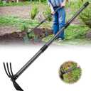 Hoe and Cultivator - 45 Long Handle - Heavy Duty Garden Hoe Tiller, Standing Hoe Garden Tools Durable Cultivator Hoes Hand Rake Fork for Gardening Weeding Planting Loosening Soil