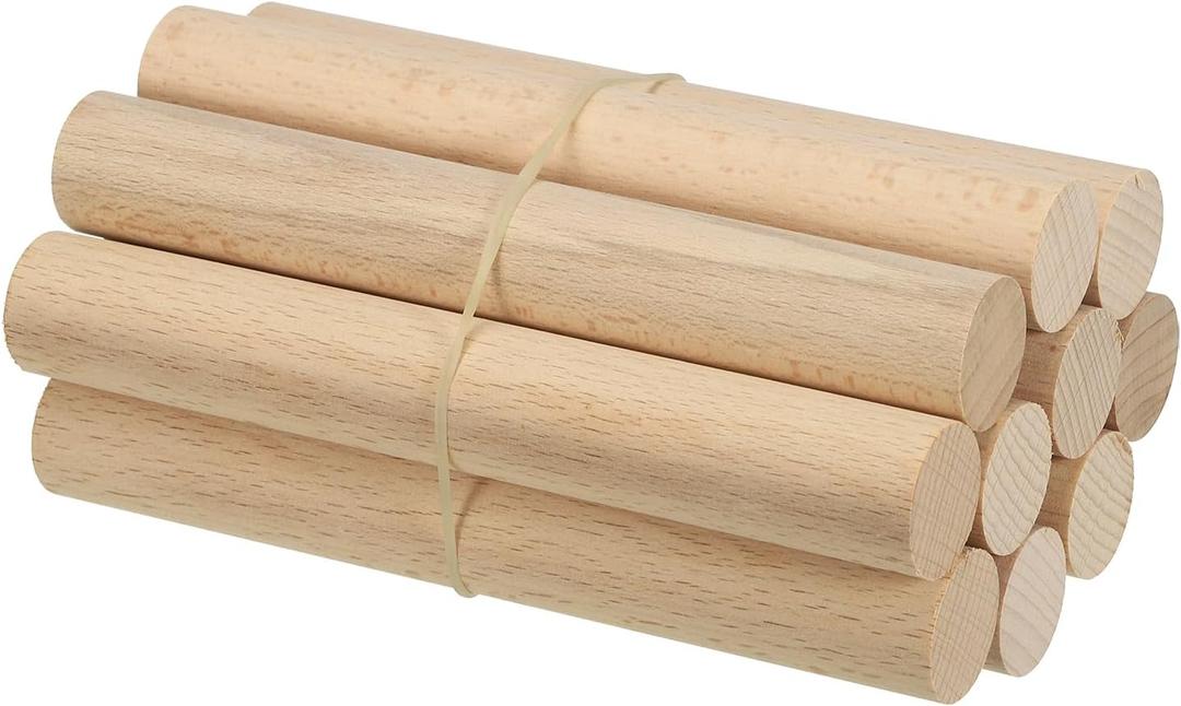 PATIKIL 3/4 x 6 Inch Dowel Rods Wood Sticks, 10 Pcs Unfinished Wooden Dowel Rods Round Dowels Hardwood Sticks for DIY Crafts and Home Decor