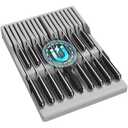 Lifewit Magnetic Drawer Knife Organizers Insert, Kitchen Plastic In Drawer Knife Block Slots, Steak Chefs Knives Holder Storage for 16 Knives and 1 Sharpening Steel, Extra Large, Gray, 16.5"/42 cm(W)