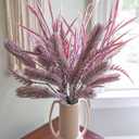 7 PCS Artificial Fall Stem Fake Plants, 26 in Fake Leaves Autumn Greenery Branches Fall Flowers Faux Foliage DIY Stems for Vase Thanksgiving Home Kitchen Office Indoor Centerpiece Table Decoration (Purple)