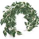 Ling's Moment Italian Ruscus Greenery, 5.9ft Artificial Silk Real Touch Willow Leaf Garland, Fake Wispy Rustic Vine Stem Swag for Table Centerpieces Wedding Arch Decor, Dark Green