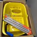 Matthew Cleaning 34 Quart Commercial Mop Bucket INCL.Wet String Mop with Side Press Wringer On Wheels, Heavy Duty Tandem Portable Floor Cleaning Wavebrake, Ideal for Household, Industrial, Restaurant (Yellow)