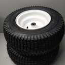 16x6.50-8 Lawn Mower Tires with Rim, Natural Rubber Turf Tire for L120 G100 G110, 145 190C Tractor, LA130 LA140 LA150 X140 X166 E170 | 3"Offset | Bore ID 3/4" | 4 Ply Tubeless 2PCS