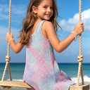 TyeSmo Girls Swim Cover Up Tank Crochet Hollow Out Girls Cover Ups for Swimwear Kids Swimsuit Bathing Suit Pool Beach Coverup Dress Size 10-12 Tie Dye